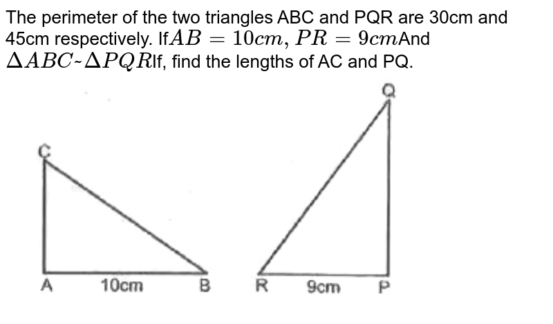 Fill In The BlanksThe Perimeters Of Two Similar Triangles ABC And