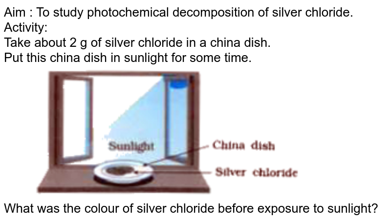 Decomposition Of Silver Chloride Takes Place In