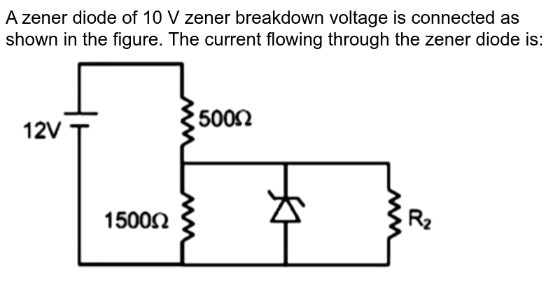 The Circuit Shown In The Figure Determine The Current Through Zene