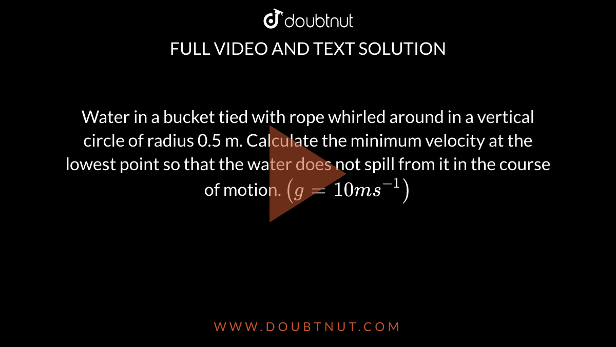 Water In A Bucket Tied With Rope Whirled Around In A Vertical Circle Of