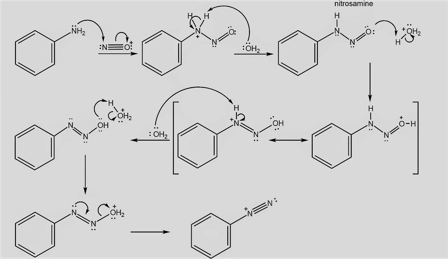 formation of benzenediazonium ion