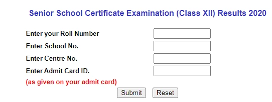 CBSE 2020 admit card including Roll Number, School No., Centre No. and Admit Card ID. 