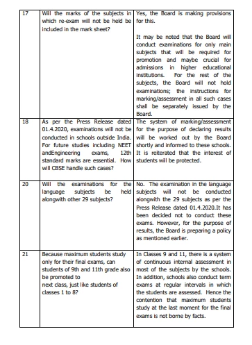 FAQs Related to CBSE class 12 and 10 board exams 2020