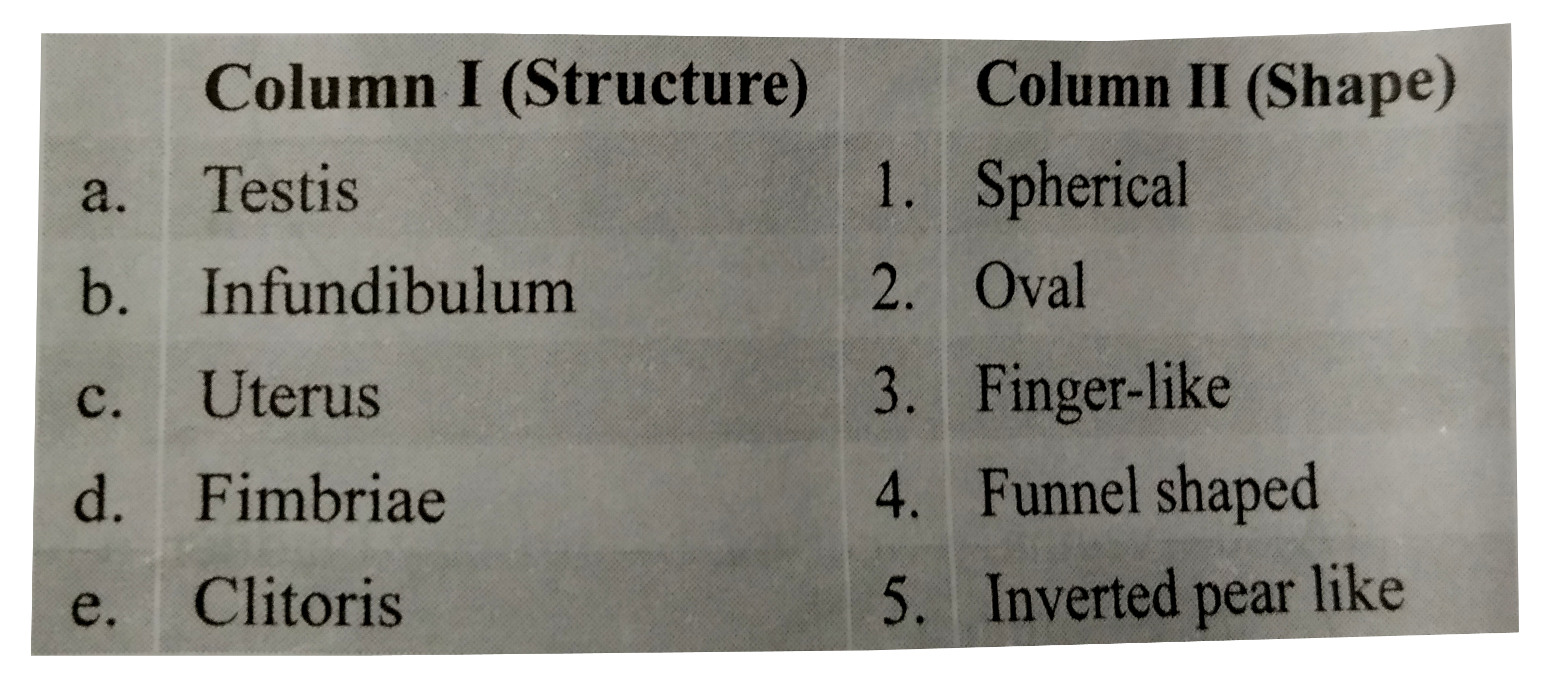 Match the columns I and II, and choose the correct combination from the options given.
