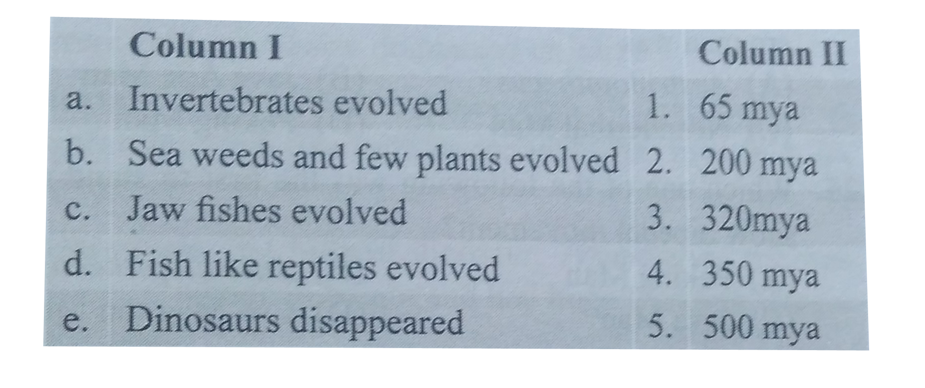 Match the column I and II, and choose the correct combination from the options given.