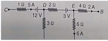 The following figure shows a part of a circuit,the potential difference between C and B(VC - VB) is
