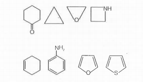 Among the given set of compounds, how many are heterocyclic compounds?