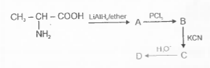 The correct structure of product, D formed in the following sequence of reactions is
