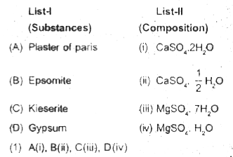 Match list-l with list-ii for the composition of substances and select the correct answer using the code given below the lists