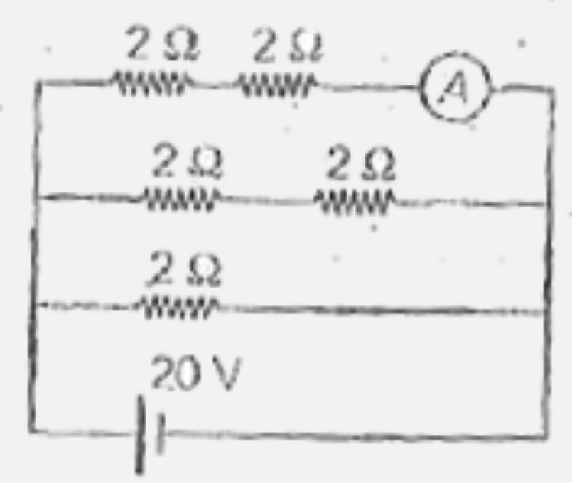 The reading  of the ammeter in the circuit  below is