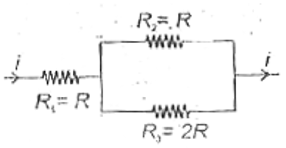 In the circuit shown ,the  thermal power dissipated  in R(1) is P. The  thermal power  dissipated in R(2)  is .