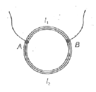 A ring  is  made  of a wire  having  a resistance  R(0) = 12 Omega.  Find  the point  A and B  as  shown in the figure, at which   a current  carrying  conductor  should be  connected  so that the resistacne R of the sub circuit between  these points  is equal to (8)/(3) Omega.