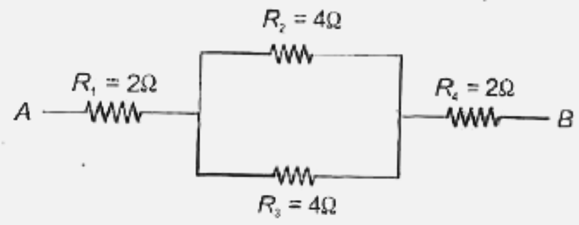 In the given figure  what is the equivalent  resistance between  two points A and B ?