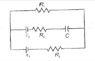 Find the  charge  and energy  stored  on the capacitor  C in the  following  circuit.