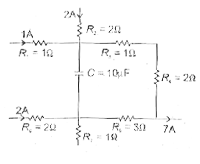 Given  below is a part  of network  various  values  shown. Find the charge and energy  stored in the capacitor .