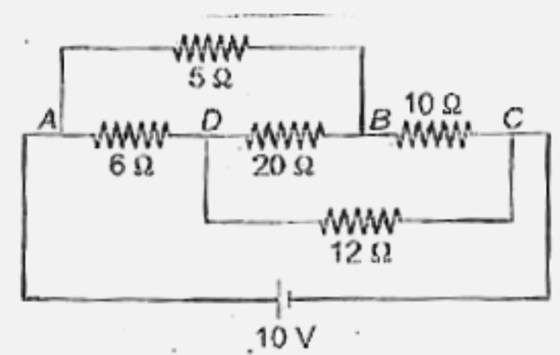 In  the above  network ,  find the current  through the 20 Omega  resistance  and  current  through the battery .