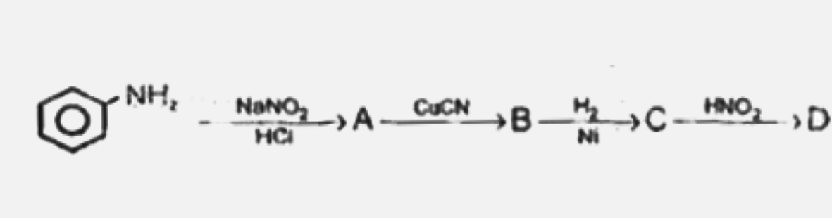 Aniline in a set of reactions yielded a product D.    The structure of the product D would be