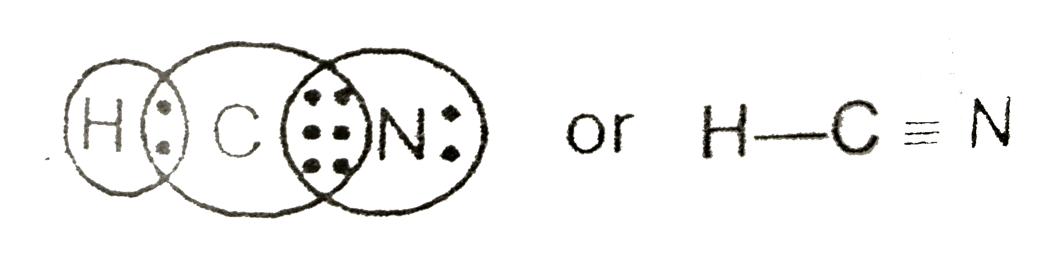 Draw the Lewis dot structure of Hydrogen cyanide (HCN) molecule