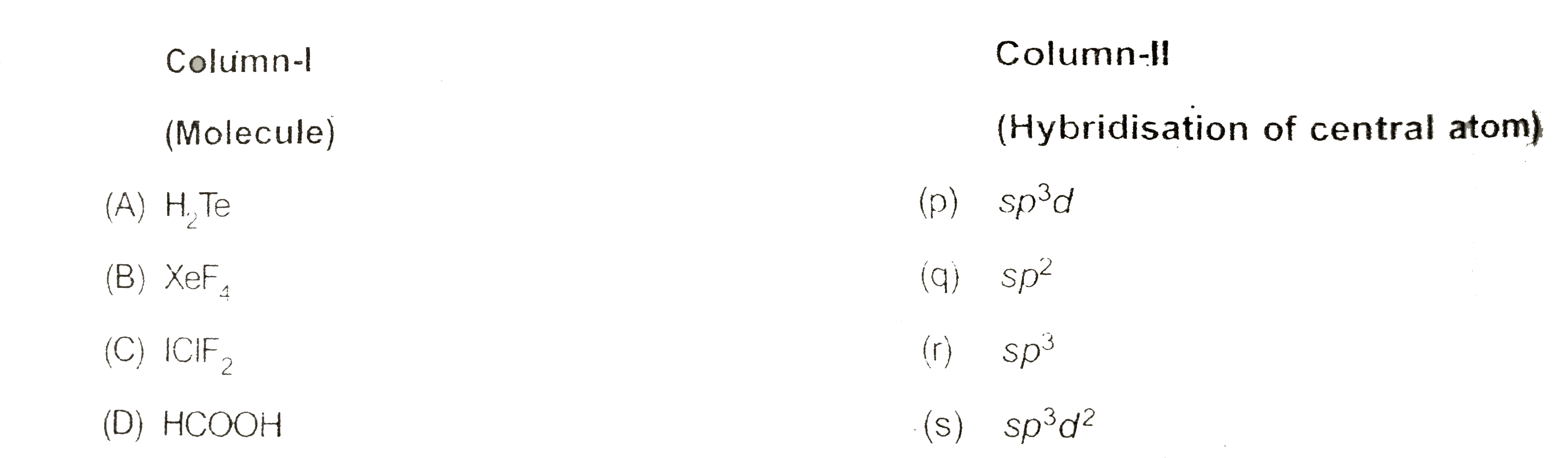 Match the following