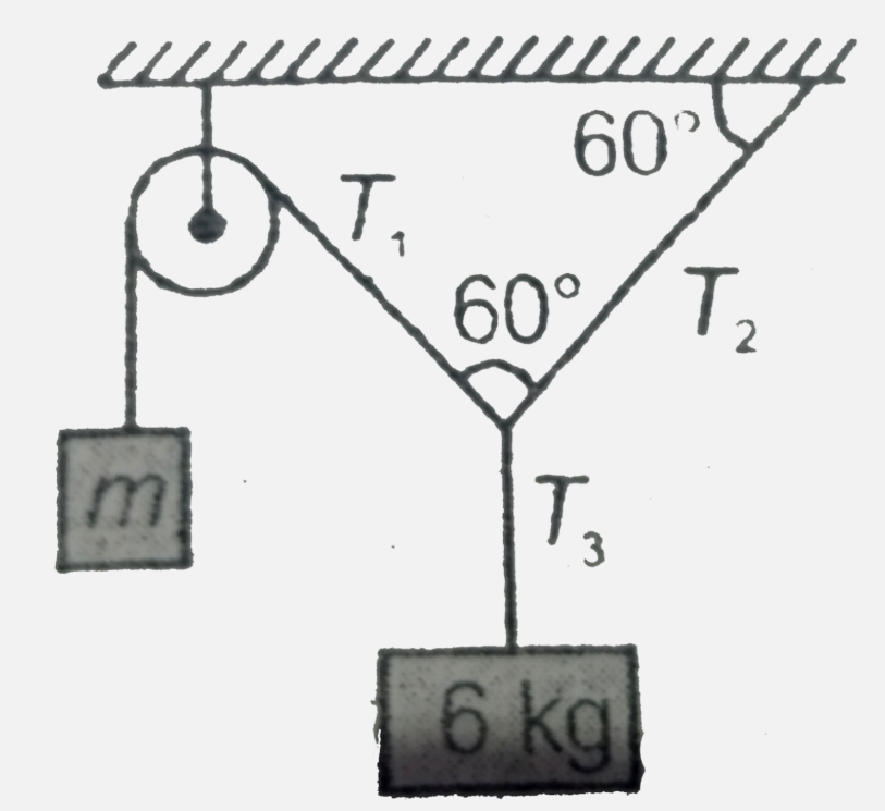 For the system shown in figure , to be in equilibrium , determine mass m .