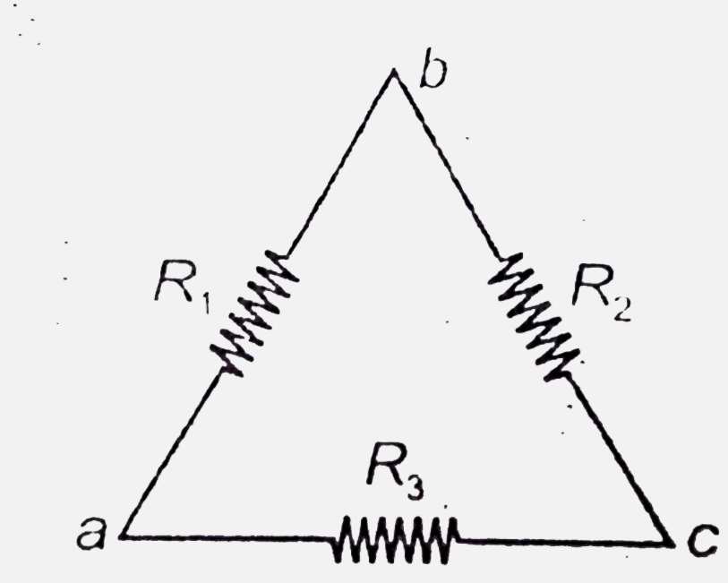 Consider the circuit shown in the figure. Equivalent resistance between terminals ab,ac,c equals 30 Omega, 60 Omega  and 70 Omega  respectively. Find the respectively  . Find the resistance R(1) , R(2) and R(3)
