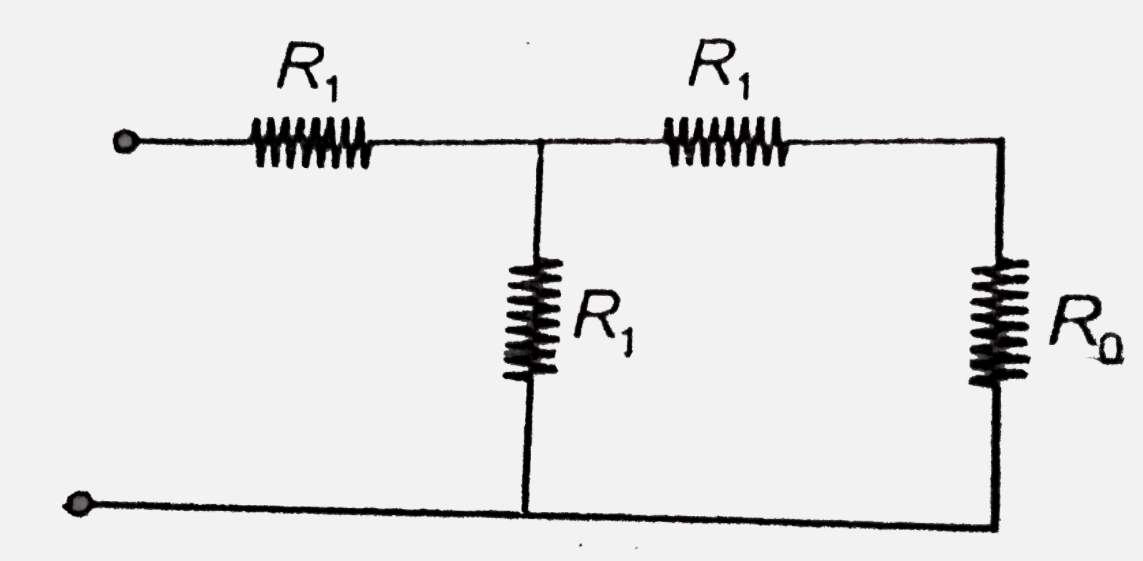 Consider the circuit  shown in figure . For a given resistance  R(0) what must be the value  of R(1) so that the equivalent  resistance between the terminals is equal to R(0) ?