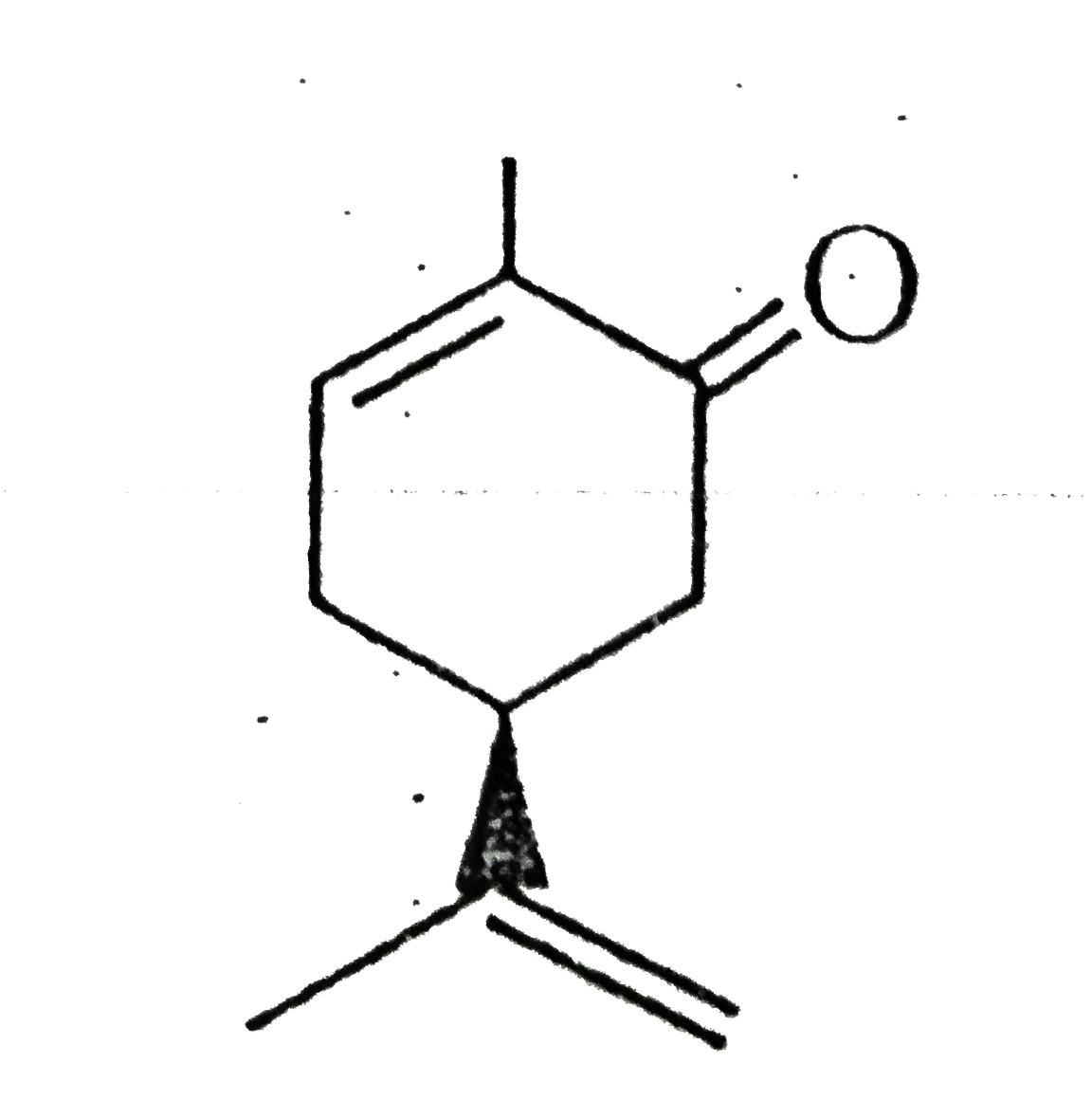 Structure of  one of the  enantiomer of  carvone is  given  below. Find the  asymmetric  carbon  atom and  determine  whether  it has ( R )  of (S )  configuration .