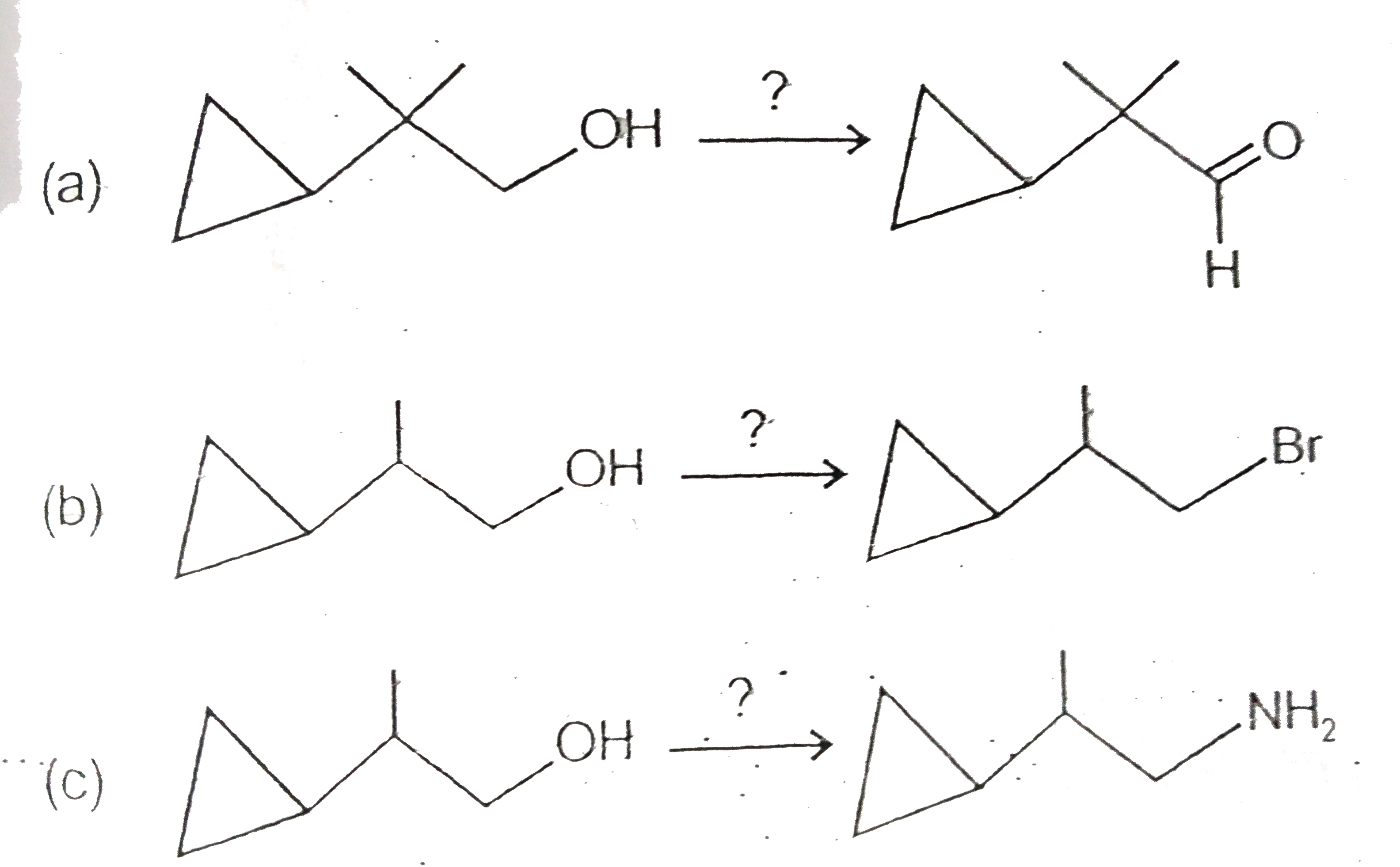 Write  the best  reagents  above  each  reaction  arrow. If the   transformation  cannot  be achieved  in a  single  step  be any  reagents  write  NR