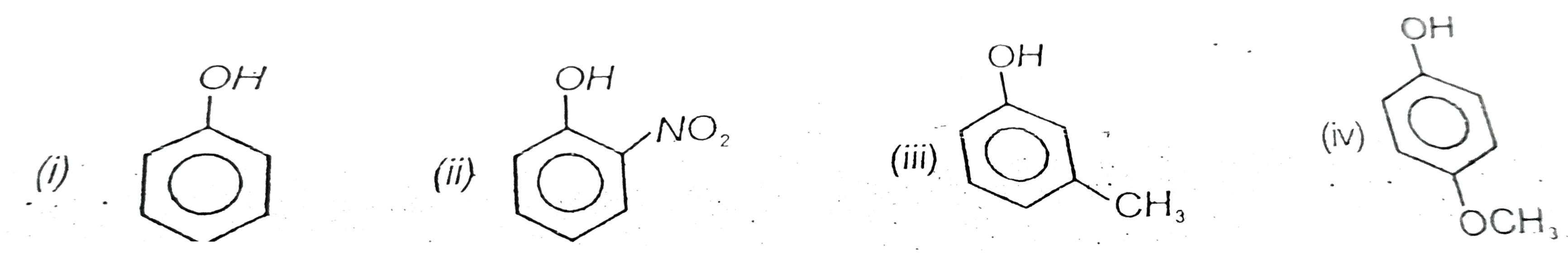 Arrange  the  following  in decreasing  order of  acidic  nature of