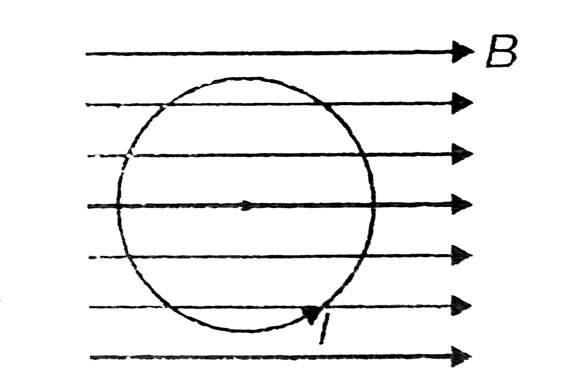 A current carrying loop of radius R and mass 'm' is placed inside a uniform magnetic field an shown