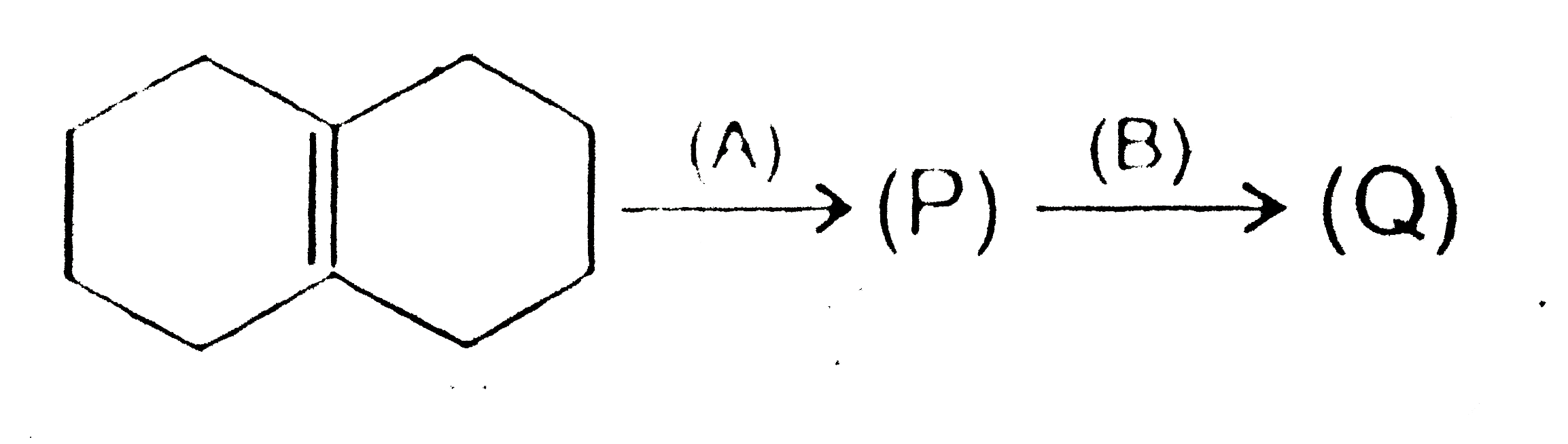 Which type of reaction is use in above transformation step (A) and (B). The structure of P and Q are?