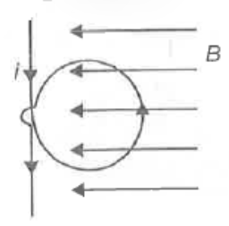 As shown in diagram, a current carrying conductor is subjected to steady uniform magnetic field. Then