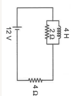Two resistors of 2 Omega and 4 Omega and ideal inductor of 4H are connected to a 12V battery as given in the diagram.The steady current through the battery is