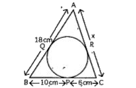 In the figure, all three sides of a triangle ABC touch the circle at points P, Q and R. Find the  value of x.