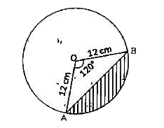 A chord of a circle of radius 12 cm subtends an angle of 120^(@)  at the centre.   Find the area of the corresponding segment of the circle (Use pi=3.14