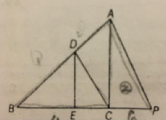 In the figure below, DE || AC and DC || AP. Find (BE)/(EC) such that BC = 4 cm and BP = 6 cm.