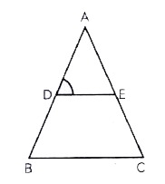 In the given figure, if angleD = angleC, then it is true that triangle ADE ~ triangle ACB? Why?