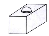 The base of the block is a cube of side 6 cm and the hemisphere fixed on the top has a diameter of 3.5 cm. Find the total surface area of the block. (use pi = (22)/(7))