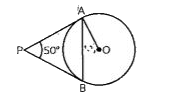 In the figure, PA and PB are tangents to the circle with centre O such that /APB = 50^(@), and the measure of /OAB is …………
