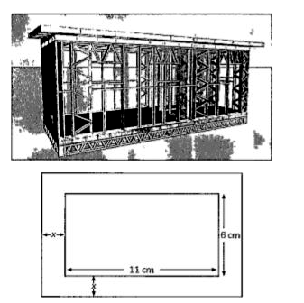 Tata Steels is going to make frames as part of a new warehouse they are setting up for amazon fulfilment projects. To manage detailing, fabrication and construction of steel framing projects can be challenging. For which, they are using a 3D CAD software to create a constructible model that includes the relevant information such as dimensions of the warehouse and material needed.   The frame will have a solid base and will be cut out of a piece of steel, and to keep the weight down, the final area of the frame should be 28 sq cm.   In order to input the right values in the CAD software, the engineer need to calculate some basic things.      Area of the metal sheet (in sq cm) before cutting is.