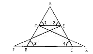 In the given figure, DeltaFEC is congruent to DeltaGDB and angle1=angle2. Prove that DeltaADE~DeltaABC