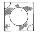 From a square of side 8 cm, two quadrants of a circle of radii 1.4 cm are cut from two corners . Another circle of radius 4.2 cm is also cut from the centre as shown in the figure . Find the area of the remaining (shaded) portion of the square . [
