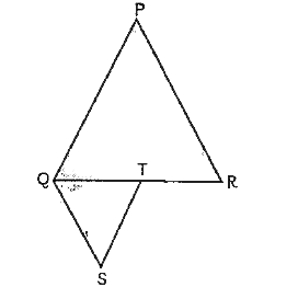 Delta POR and Delta QST are two equilateral triangles such that T is the mid-point of QR. Find the ratio of areas of  Delta POR and Delta QST.