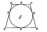 In given figure, a quadrilateral ABCD is drawn to circumscribe a cirle, with centre O, in such a way that the sides AB, BC, CD and DA tocuh the circle at the points P, Q, R and C respectively. Prove that AB + CD = BC + DA.