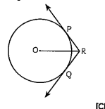 In given figure, two tangents RQ and RP are drawn from an external point R to the circle with centre O. If PRQ = 120^@, then prove that OR = PR + RQ.