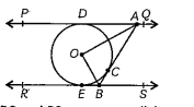 In the given figure, PQ and RS are two parallel tangents to a circle with centre O and another tangent AB with point of contact C intersecting PQ at A and RS at B. prove that angle AOB = 90^@.