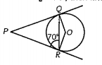 In figure, PQ and PR are tangents drawn to a circle with centre O from an external point P. If angle PRQ = 70^@, then find angle QPR and angle OQR.