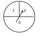 A game consists of spinning an arrow which comes to rest pointing at one of the three regions (1,2 or 3) (see figure). Are the outcomes 1,2 or 3 equally likely to occur?Give reasons.