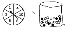 Read the following passage and answer the questions given at the end: Diwali Fair A game in a both at a Diwali fair involves using a spinner first. Then, if the spinner stops on an even number, the player is allowed to pick a marble from a bag. The spinner and the marbles in the bag are represented in the figure. Prizes are given when a black marble is picked. Shweta plays the game once.  What is the probability that she will be allowed to pick a marble from the bag?