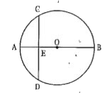 दिए गए चित्र में, AB वृत्त का व्यास हैI CD, AB के लम्बवत् है। यदि AB = 10 सेमी., AE =2 सेगी. हो तो ED की लम्बाई होगी :